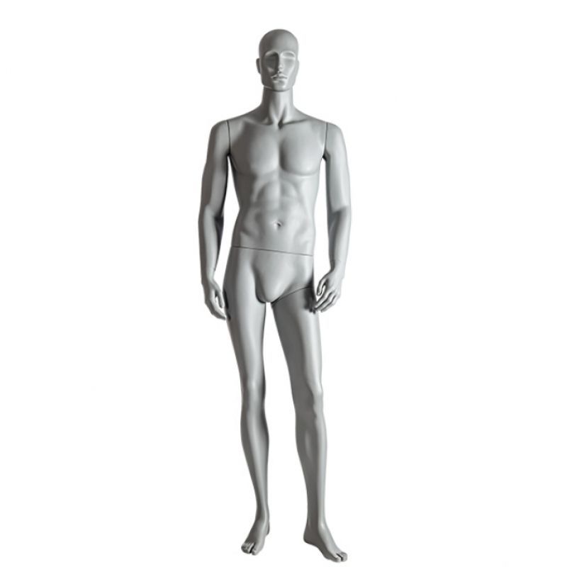 Male mannequin gray standing straight : Mannequins vitrine