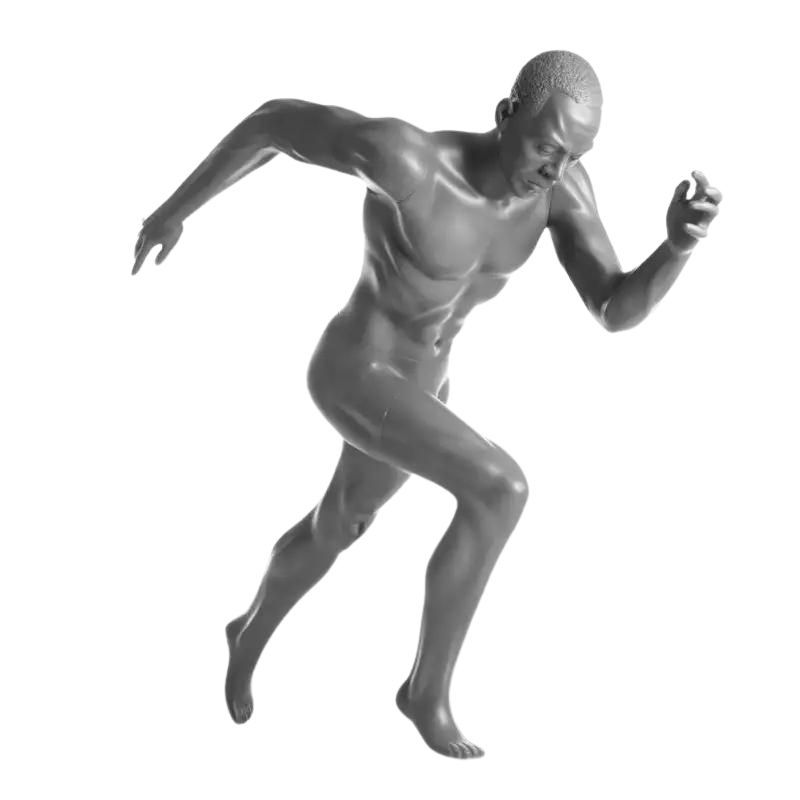 Male mannequin male athlete sprinter : Mannequins vitrine