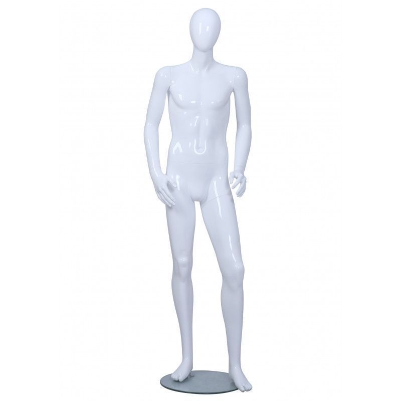 Male mannequins with head glossy white : Mannequins vitrine