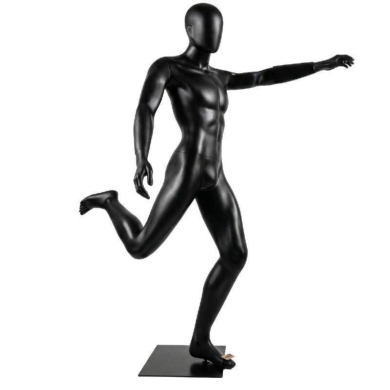 This faceless matt black footballer mannequin brings power and movement ... Male Soccer Mannequin Black Matt : Mannequins vitrine