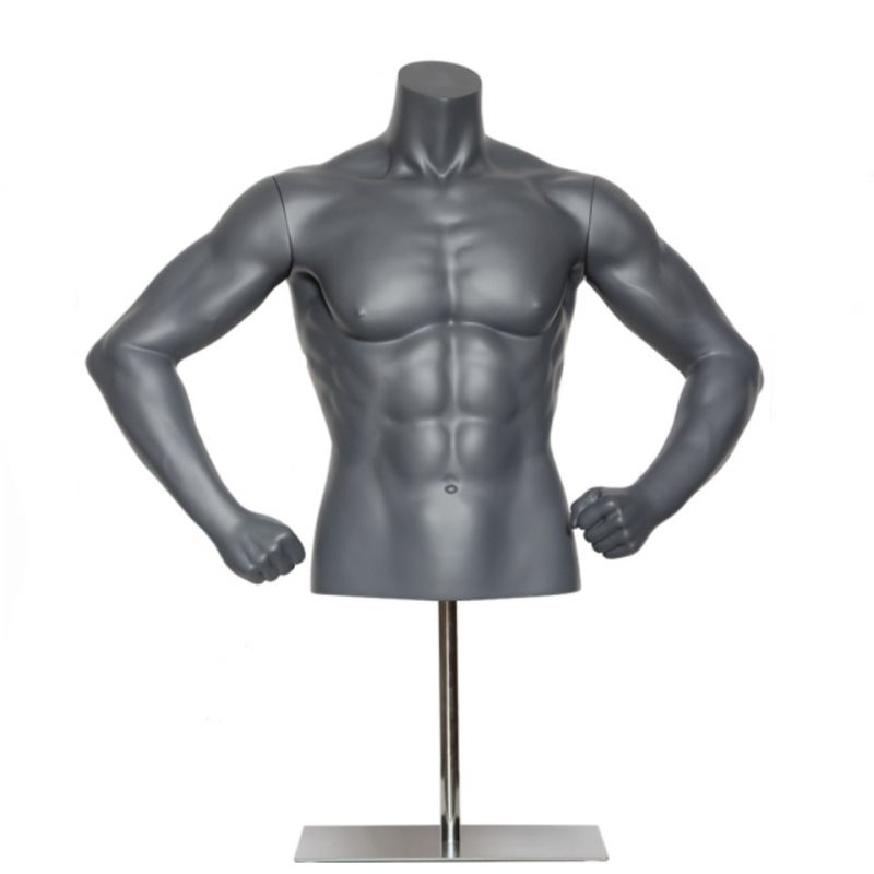 Male sport bust bended arms gray color : Bust shopping