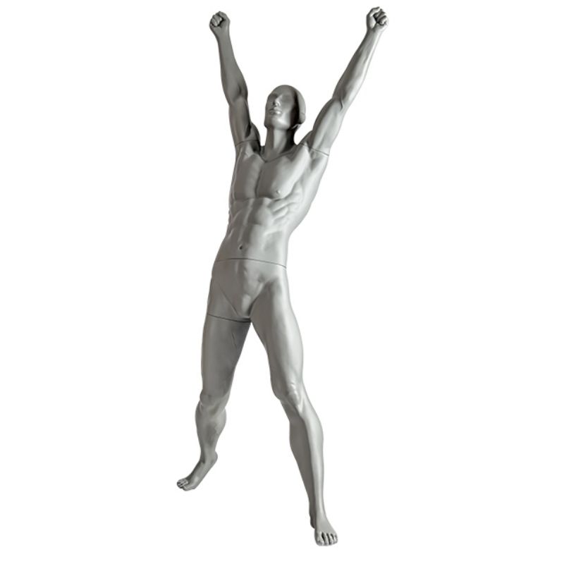 Male sport mannequin in cheerleader position : Mannequins vitrine