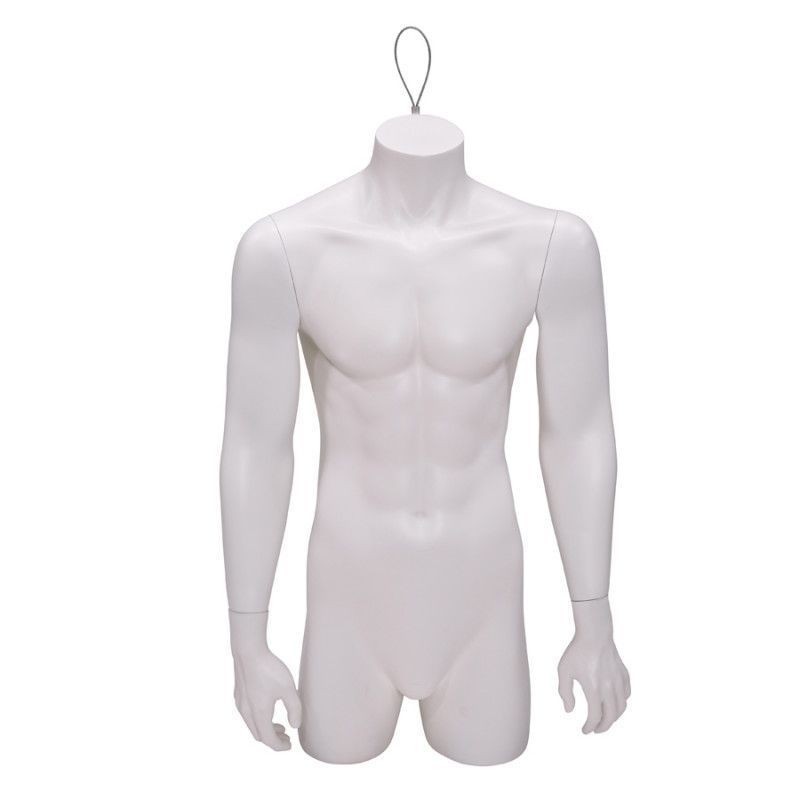 Male torso mannequin white colore and hook : Bust shopping