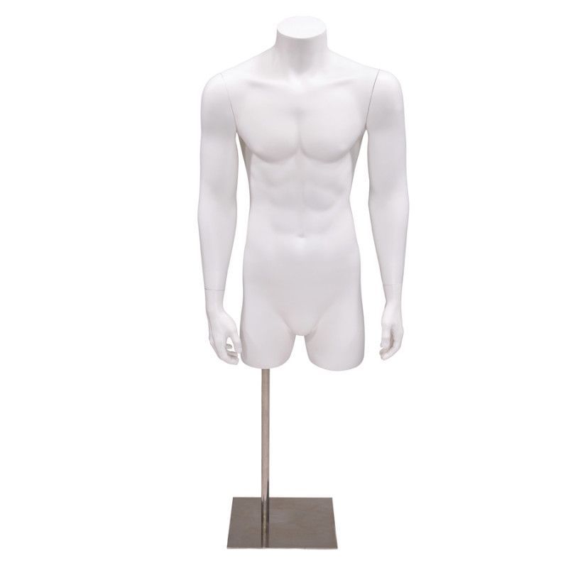 Male torso mannequin white finish and metal base : Bust shopping