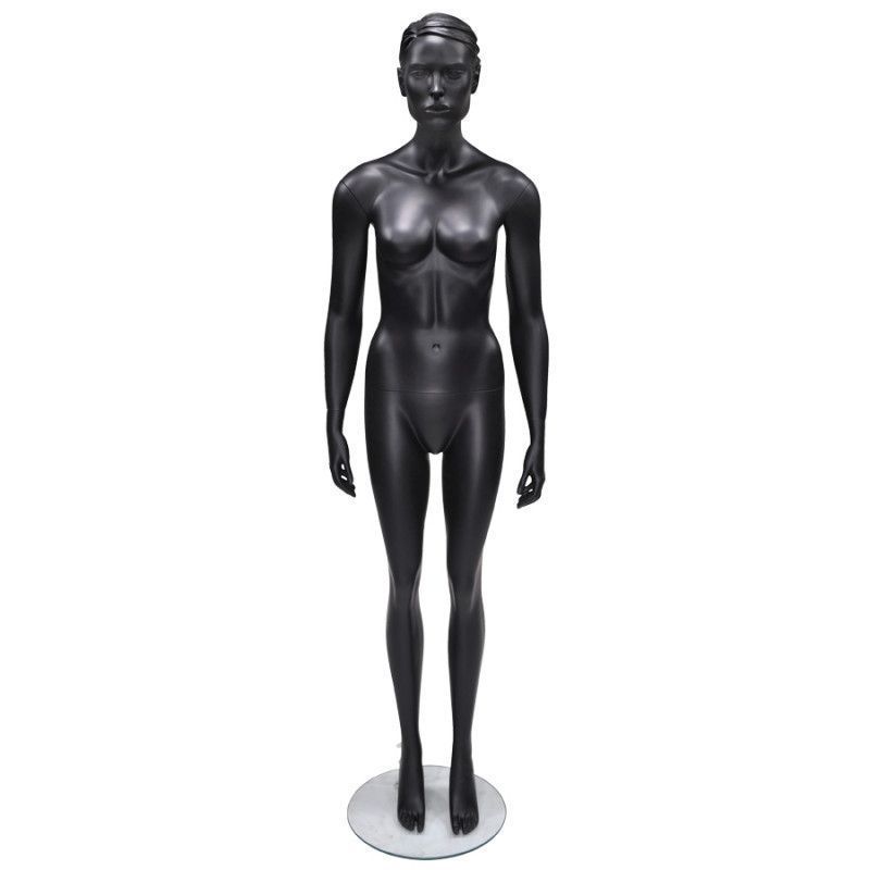 Manichini donna nero con testa en piedi : Mannequins vitrine