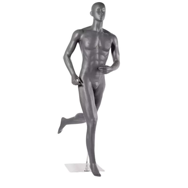 Manichini running uomo con testa colore grigio : Mannequins vitrine
