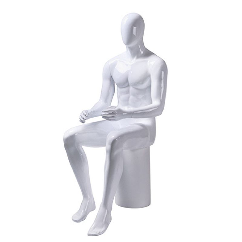 Manichini uomo seduto con testa colore bianco : Mannequins vitrine