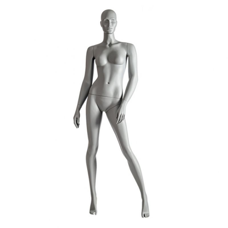 Manichino donna grigio dritto con posa : Mannequins vitrine