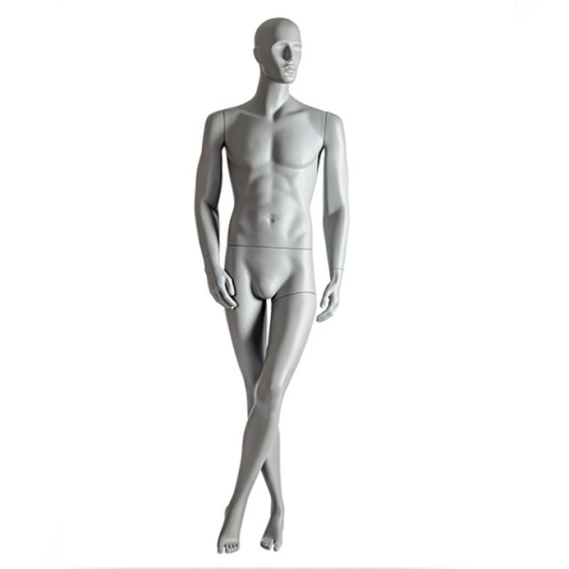 Manichino uomo grigio dritto con posa : Mannequins vitrine
