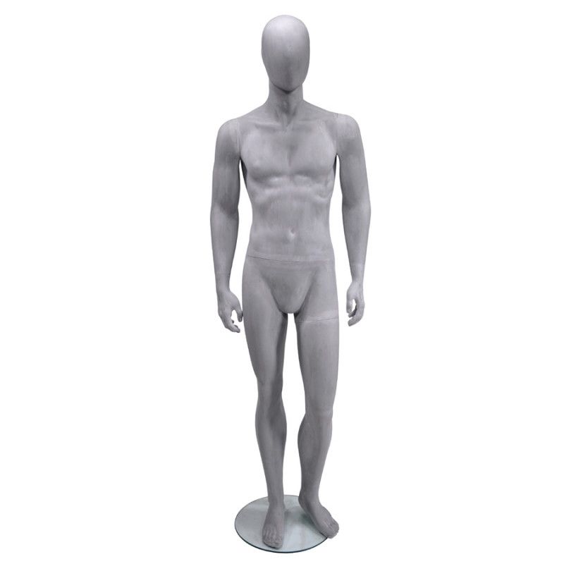 Maniqui hombre gris con cabeza huevo : Mannequins vitrine
