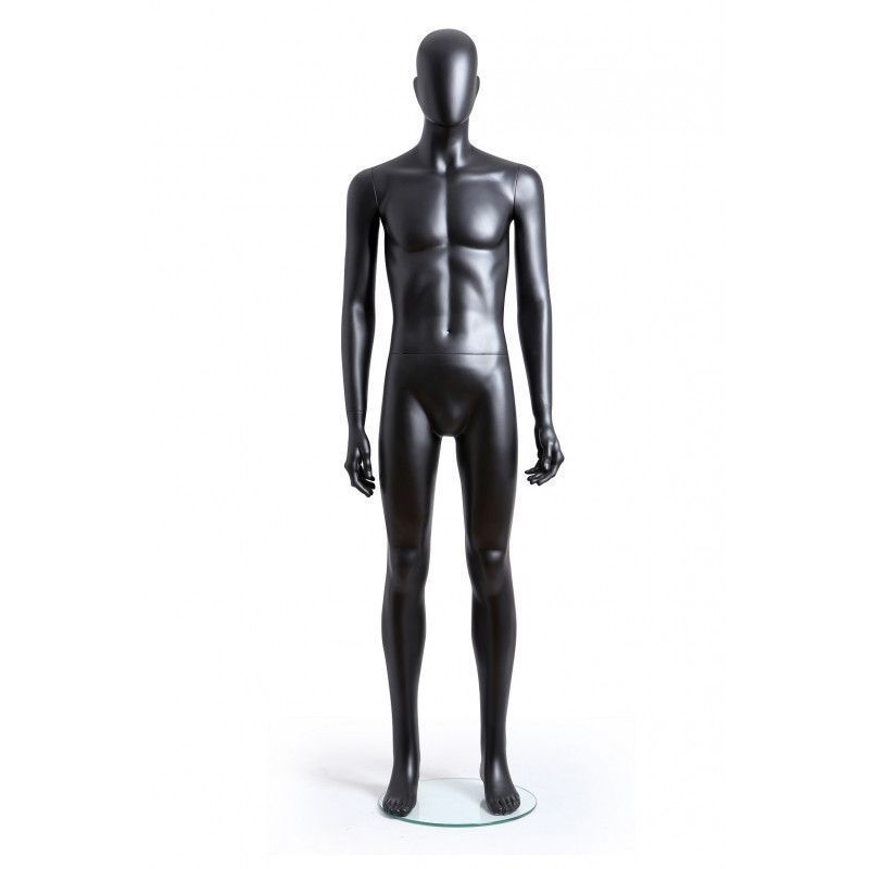Maniqui hombre negro mat sin rasgos : Mannequins vitrine