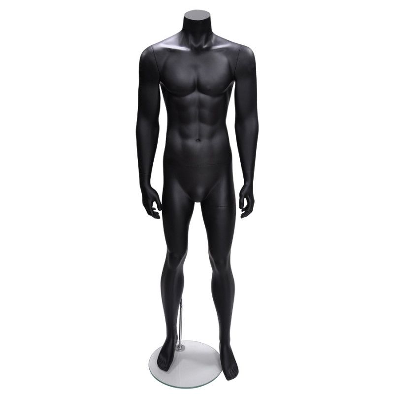 Maniqui hombre sin cabeza recto de color negro : Mannequins vitrine