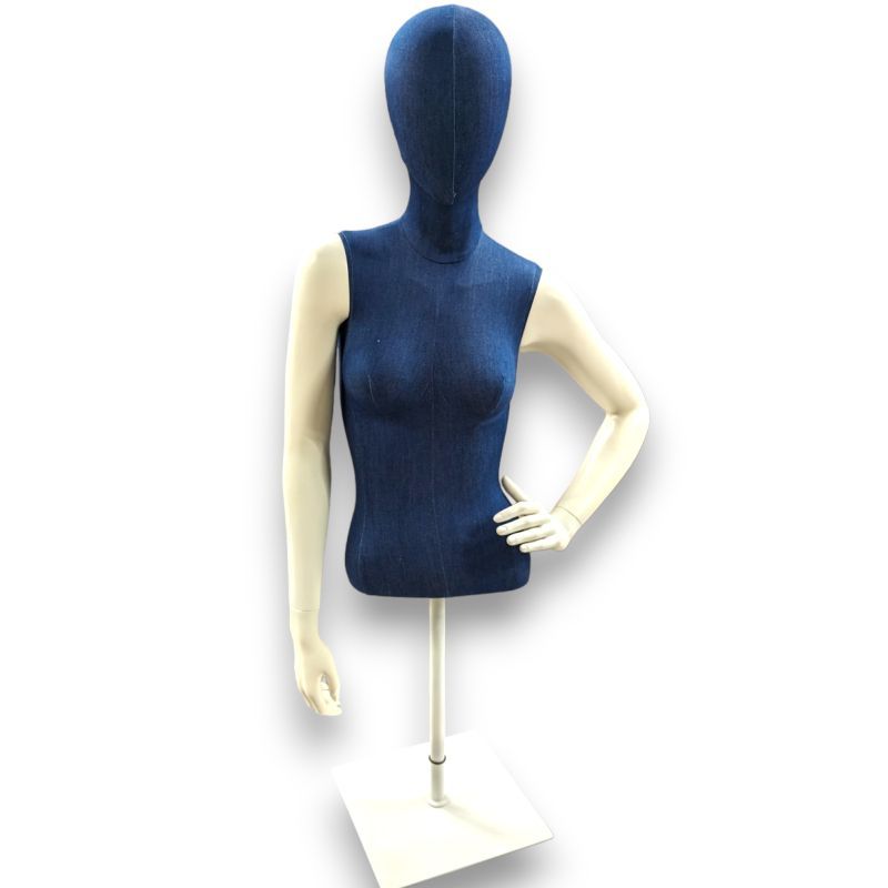Torso maniquin azul de mujer base cuadrada : Bust shopping