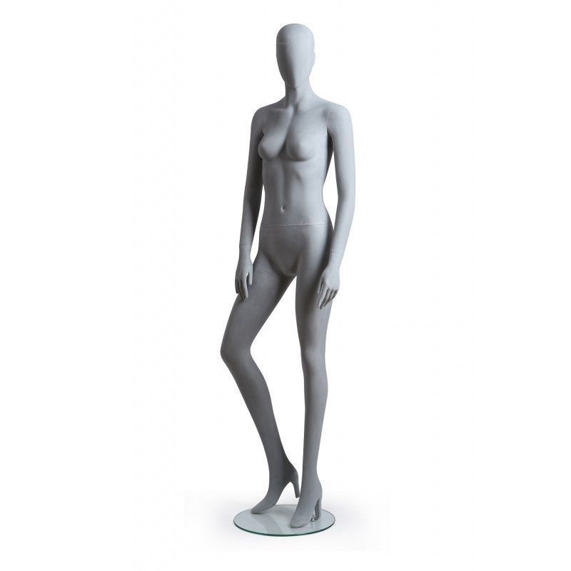 Mannequin de vitrine femme avec t&ecirc;te et corps gris : Mannequins vitrine