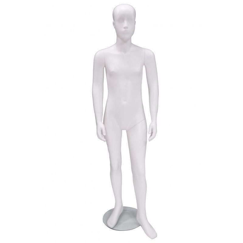 Mannequin enfant 10 ans tete abstraite coloris blanc sur base ... Mannequin enfant 10 ans blanc mat : Mannequins vitrine