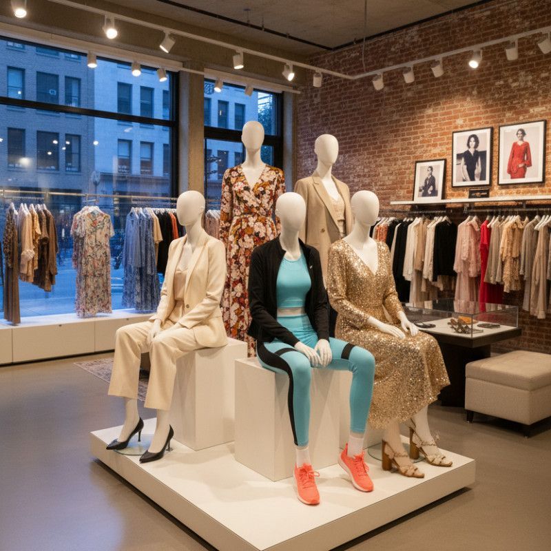 Image 5 : Mannequin vitrine femme assis gris ...