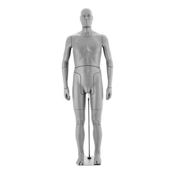 Mannequin flexible homme gris t&ecirc;te abstraite : Mannequins vitrine