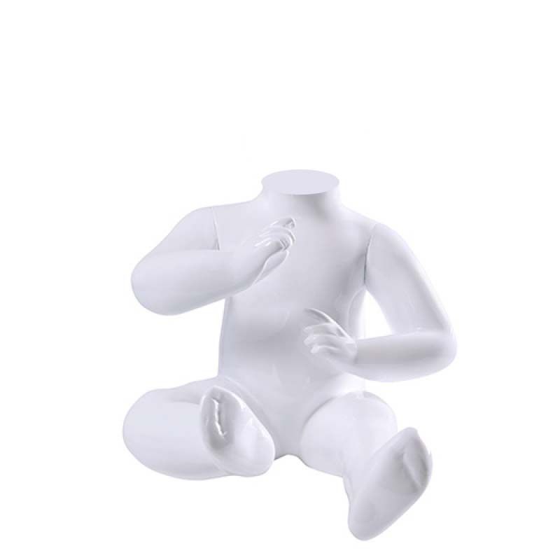 Mannequin sitting baby without head ,white matt : Mannequins vitrine