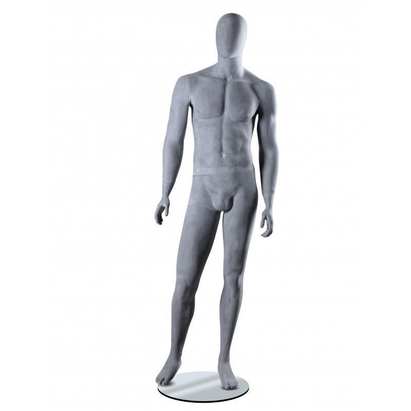 Mannequin homme t&ecirc;te abstraite finition ciment : Mannequins vitrine