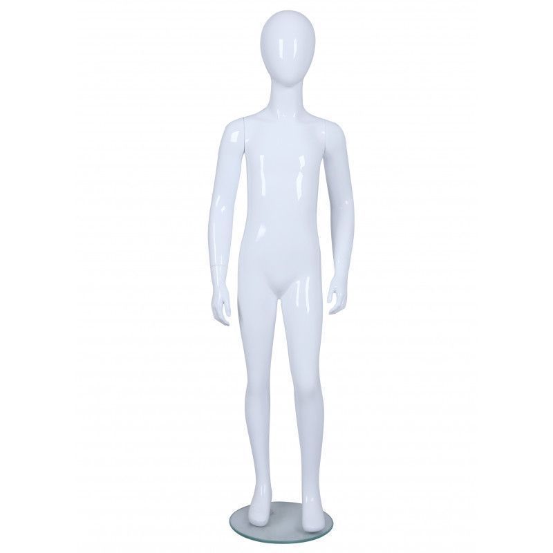 Mannequin vitrine enfant 9 ans blanc brillant : Mannequins vitrine