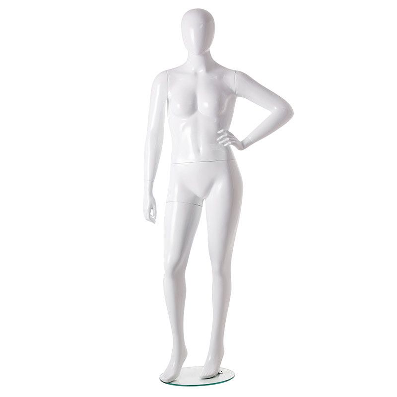 Mannequin vitrine femme forte blanc brillant taille 44 : Mannequins vitrine