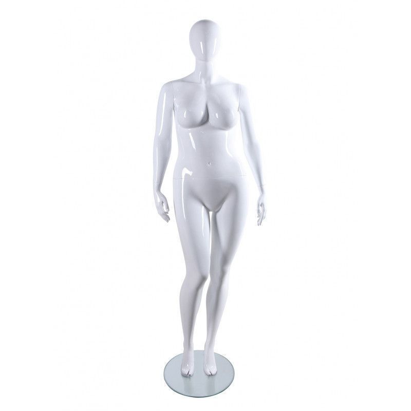 Mannequin femme forte blanc brillant taille 44/46 : Mannequins vitrine