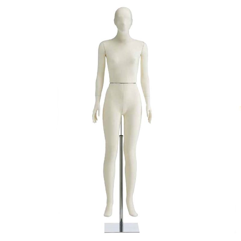 Mannequin vitrine femme recouvert tissu blanc ivoire : Mannequins vitrine