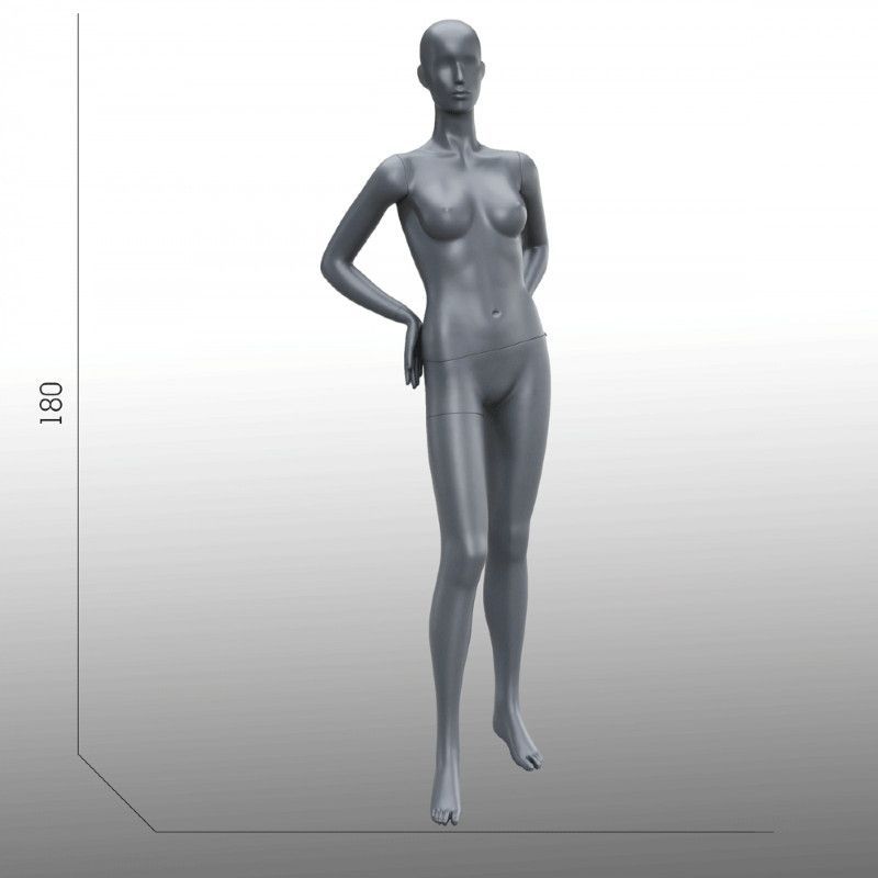 Mannequin vitrine femme t&ecirc;te abstraite gris : Mannequins vitrine