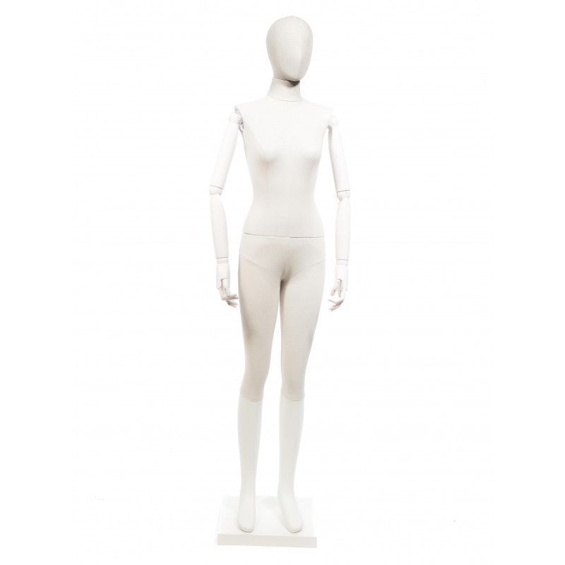 Mannequin vitrine femme vintage tissu blanc : Mannequins vitrine