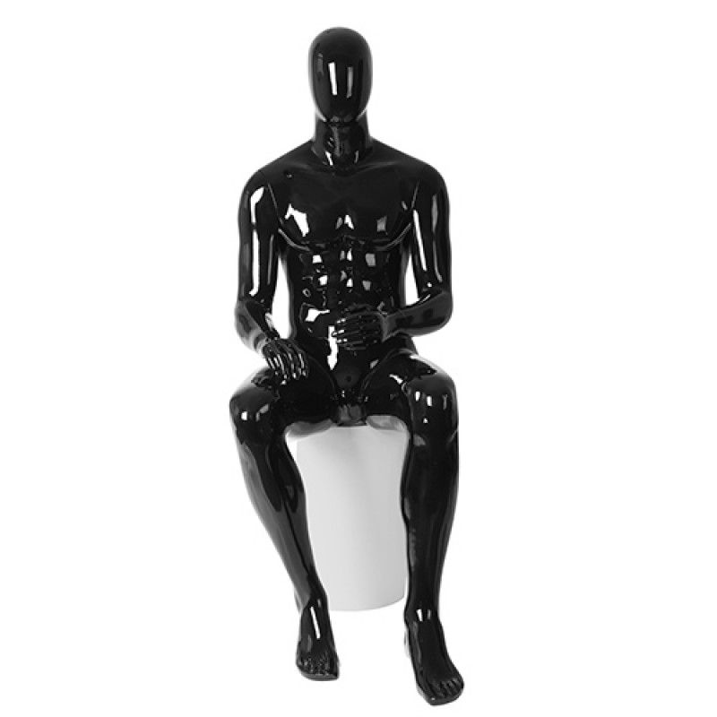 Mannequin vitrine homme assis couleur noire : Mannequins vitrine