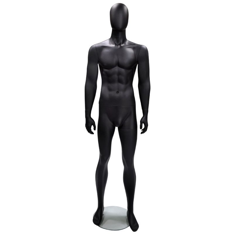 Mannequin vitrine homme position droite couleur noir : Mannequins vitrine