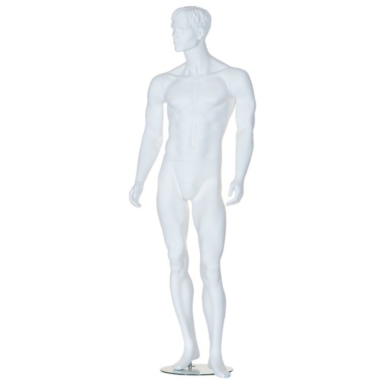 Mannequin vitrine homme stylisé blanc avec finition matte et base ... Mannequin vitrine homme stylisé blanc 195 cm : Mannequins vitrine