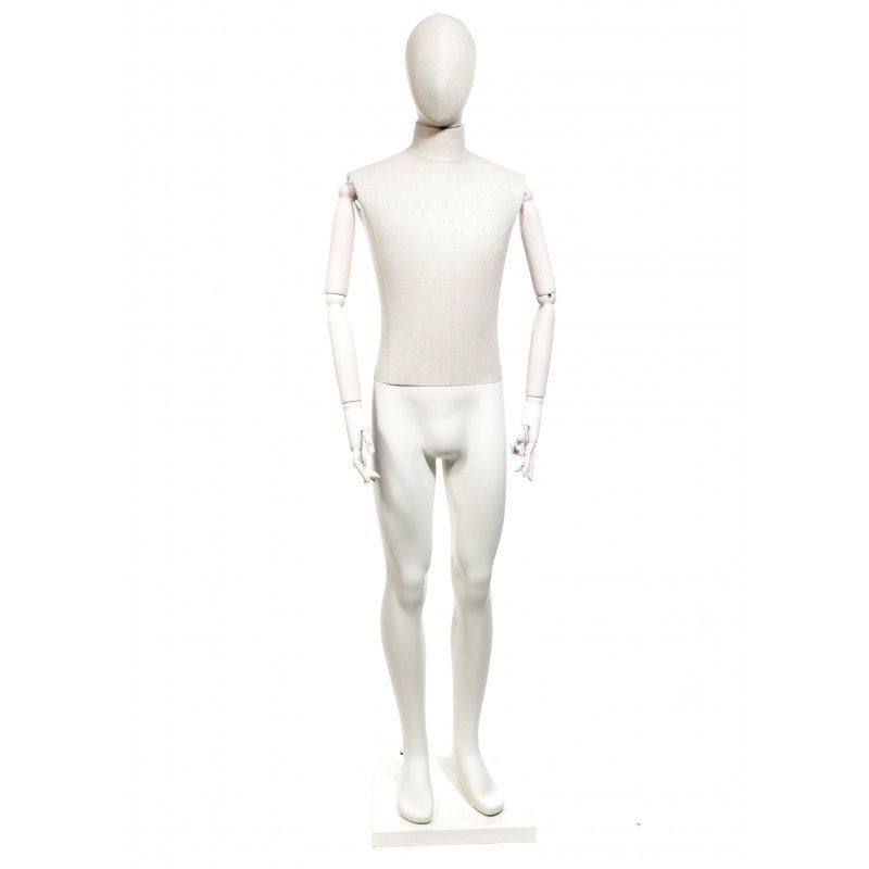 Mannequin vitrine homme tissus vintage blanc : Mannequins vitrine