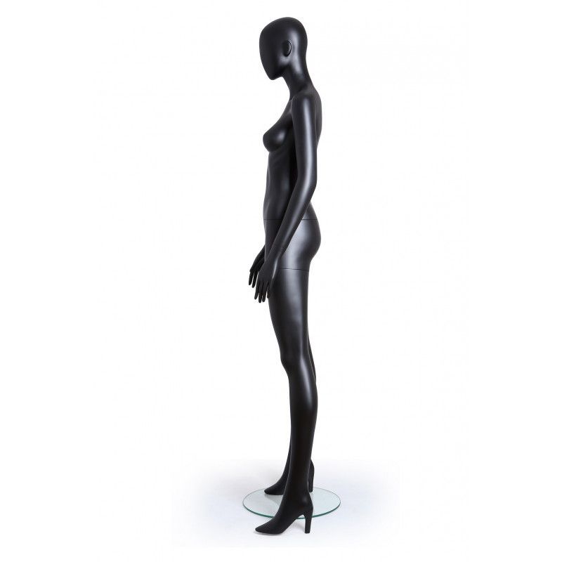 Mannequin de Vitrine Noir Mat Avec Tête Mlle Élégant Abstrait Femme FC-66B 