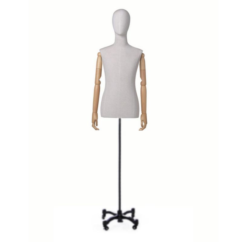 Men&#039;s sewn bust with arms on castor base : Bust shopping