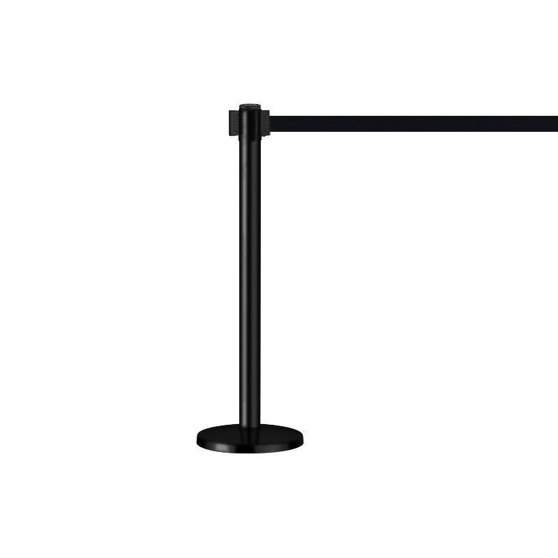 Metal Barrier post with retractable black ribbon : securite shopping