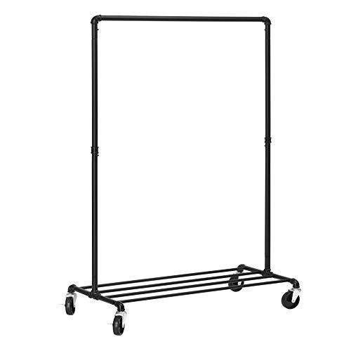 Metal clothes rack on wheels