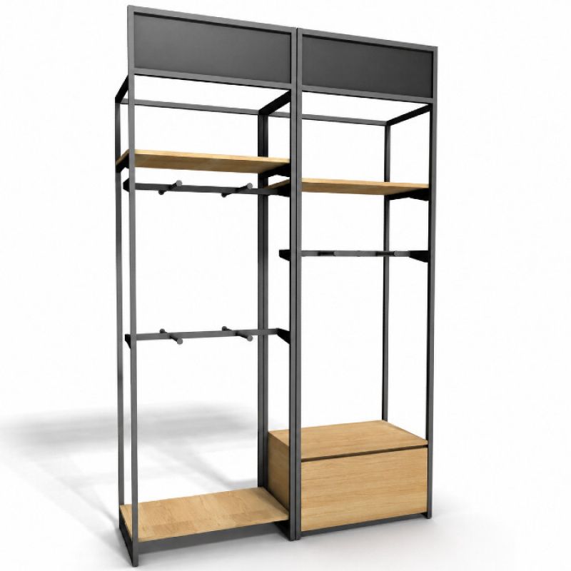 Meuble mural avec &eacute;tag&egrave;res et penderie H 220 x 160 x 47 : Mobilier shopping