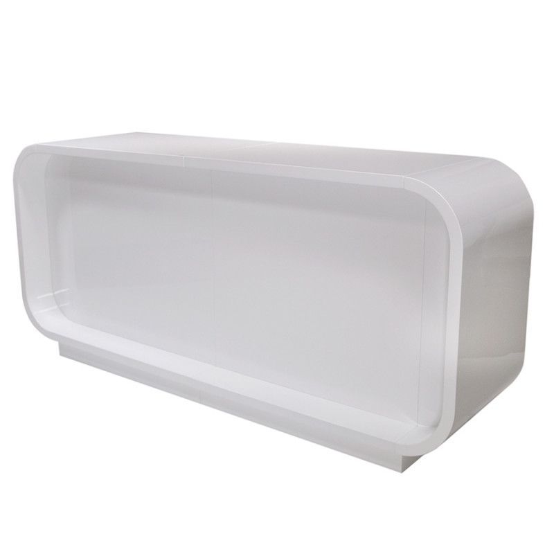 Modern glossy white store counter 220cm : Comptoirs shopping