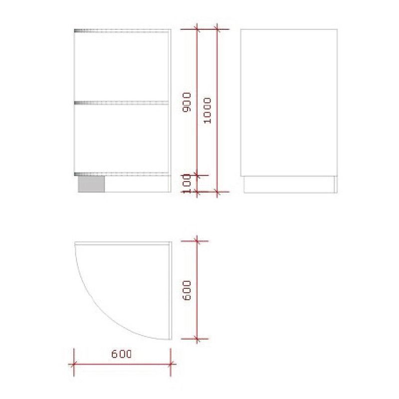 Image 3 : Encimera esquinera 60cm negro brillante ...