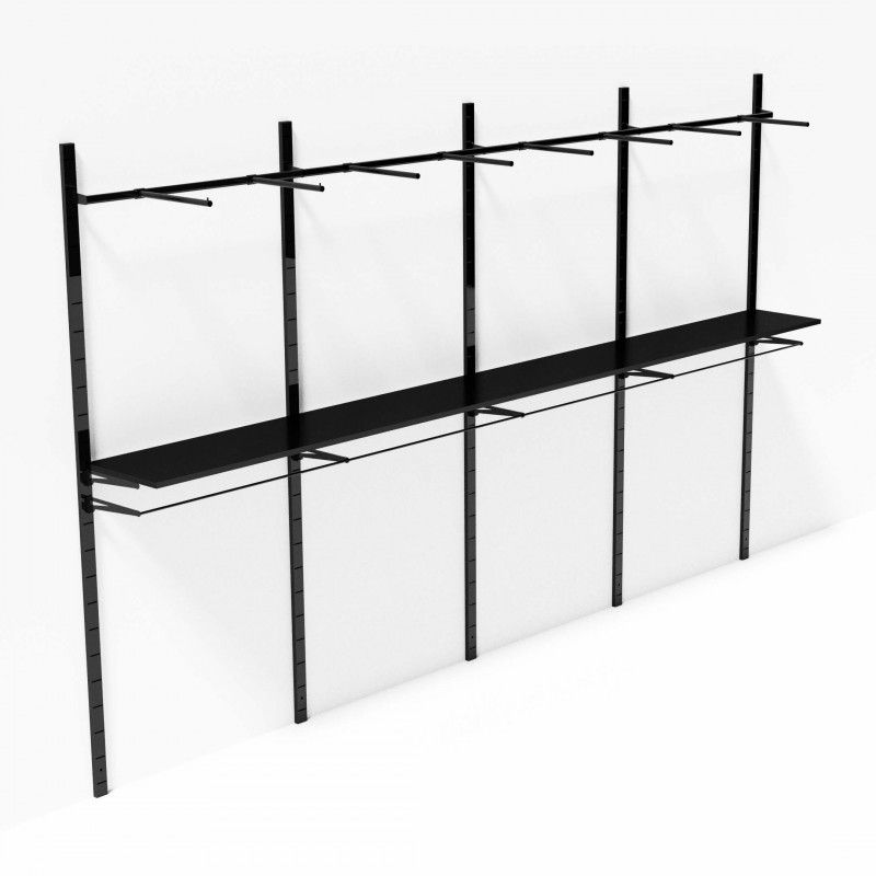 Mostradore de pared en metal color negro 4 metros : Mobilier shopping