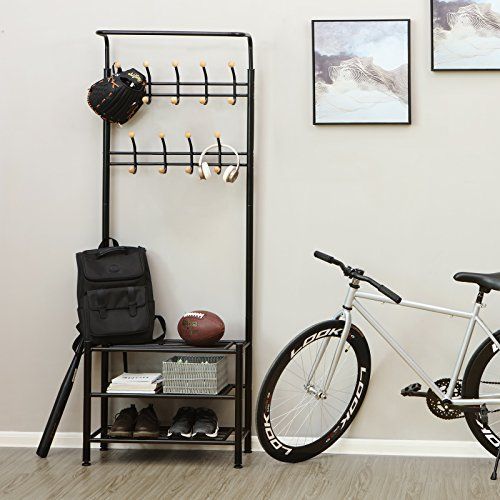Muebles de entrada - puerta de abrigo de metal negro : Mobilier shopping