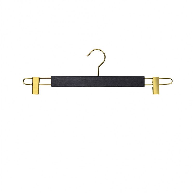 Pack 10 black wooden hangers with gold hooks : Cintres magasin