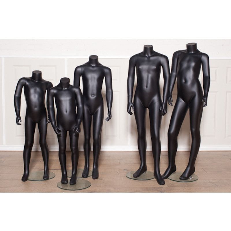 Pack 5 mannequins enfant sans t&ecirc;te coloris noir : Mannequins vitrine