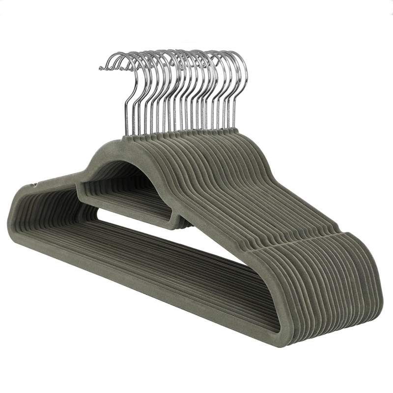 Pack of 20 grey velvet hangers