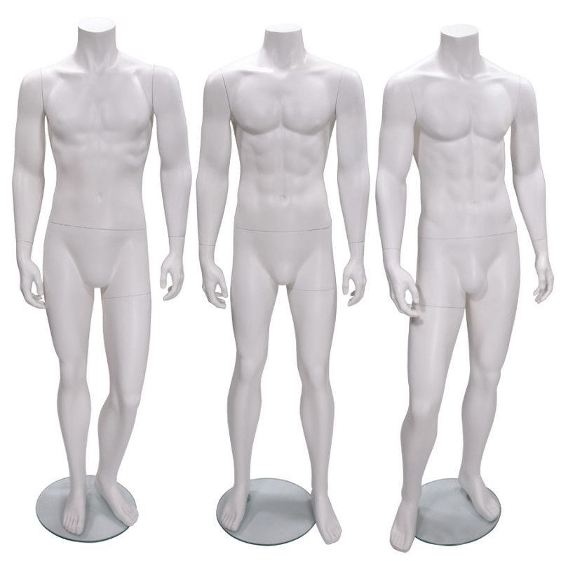 Pack x 3 herren schaufensterfiguren ohne kopf weiss : Mannequins vitrine