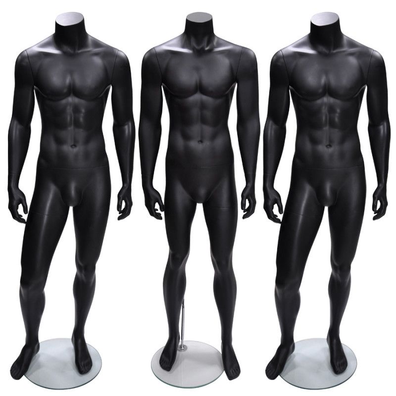 Pack x 3 herren schaufensterfiguren schwarz ohne kopf : Mannequins vitrine