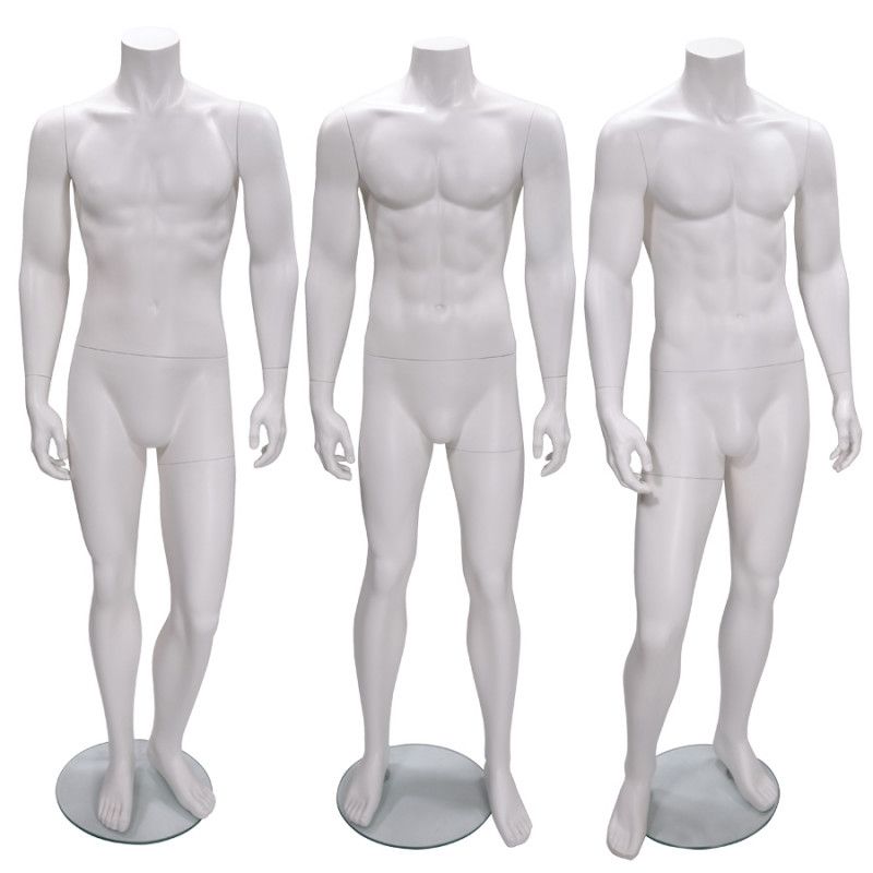 Pack x 3 male mannequin headless white color : Mannequins vitrine