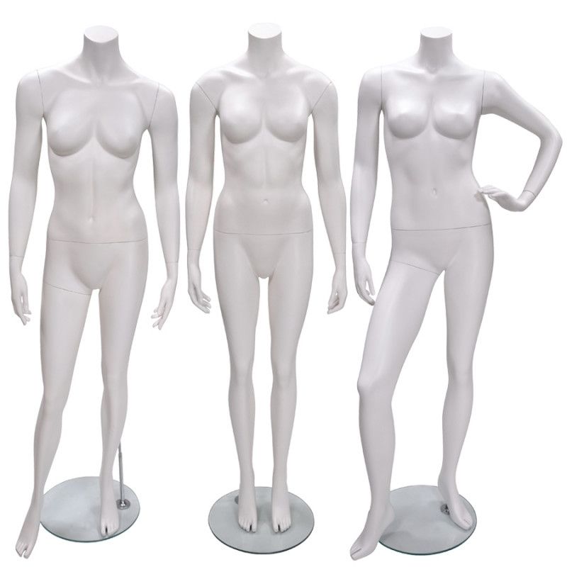 Pack x 3 mannequins vitrine femme blanc sans t&ecirc;te : Mannequins vitrine
