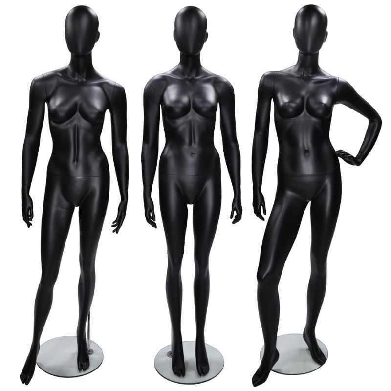Pack x3 female mannequin absract face black color : Mannequins vitrine